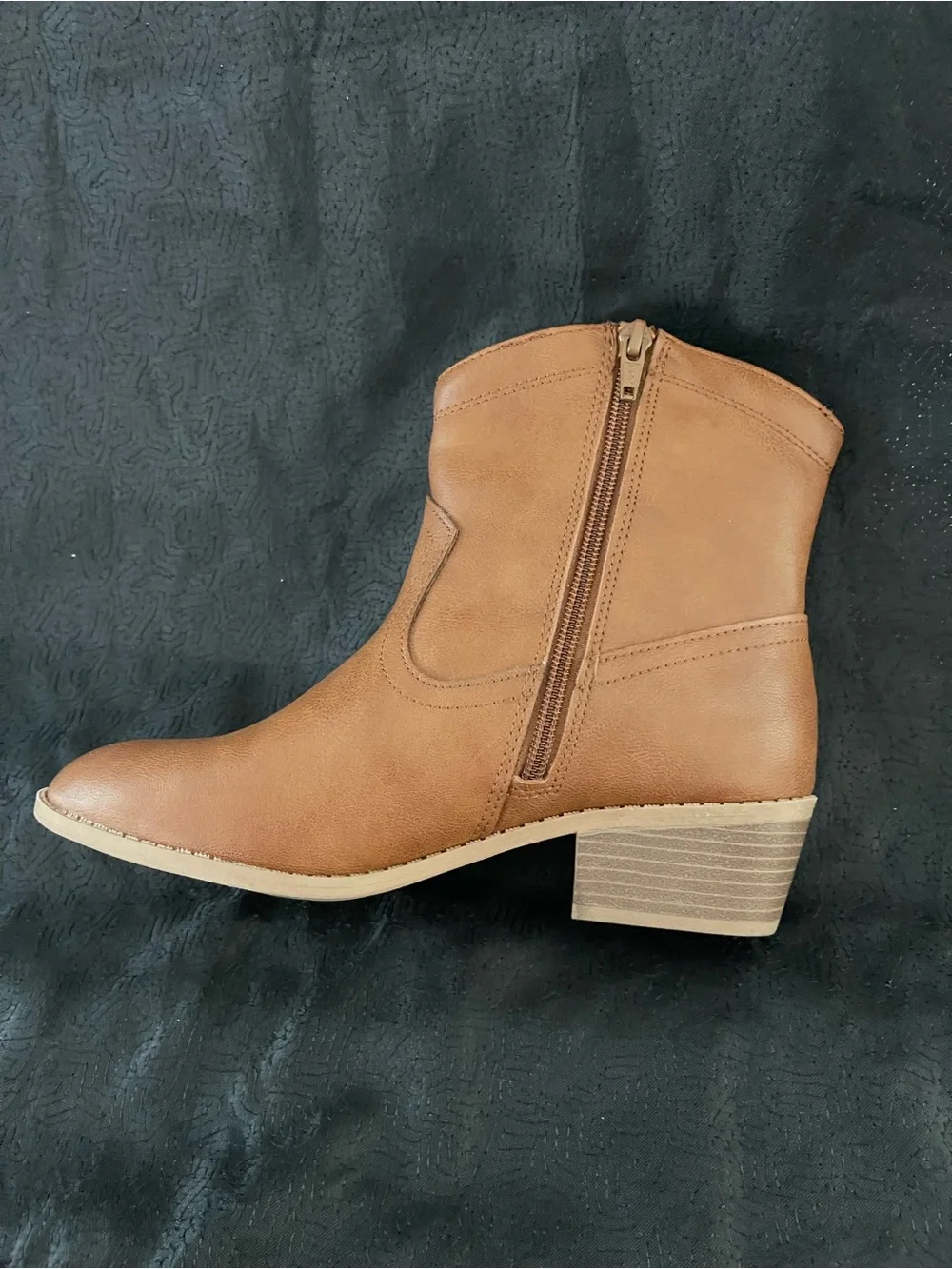 Girl’s Tan Leather Ankle Boots - Casual Western-Inspired Chelsea